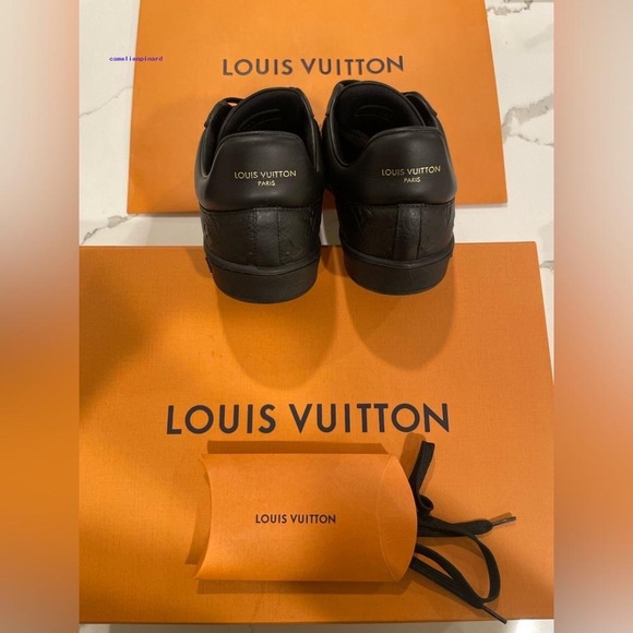 LOUIS VUITTON 1A8QE6 Luxembourg Sneaker embossed monogram mens black - Picture 4 of 5